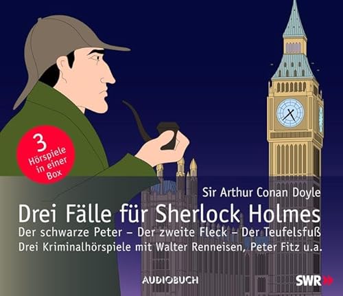 Beispielbild fr Drei Flle fr Sherlock Holmes: Der schwarze Peter - Der zweite Fleck - Der Teufelsfu. zum Verkauf von medimops