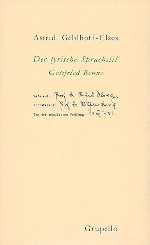 Der lyrische Sprachstil Gottfried Benns.