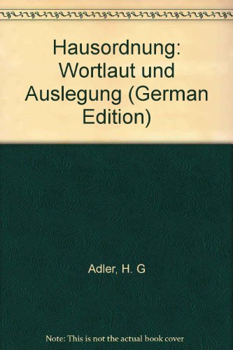 Beispielbild fr Hausordnung. Wortlaut und Auslegung. zum Verkauf von Rotes Antiquariat Wien