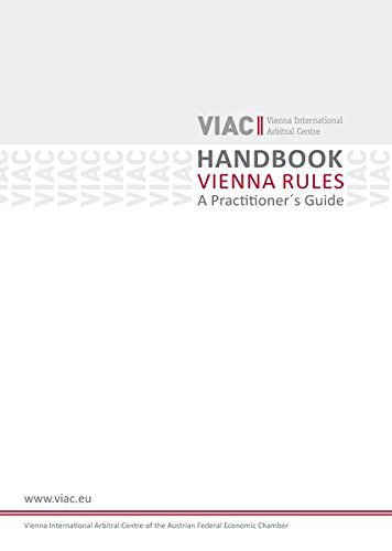 Beispielbild fr Handbook Vienna Rules - Wiener Regeln in englischer Sprache: A Practitioner's Guide - zum Verkauf von medimops