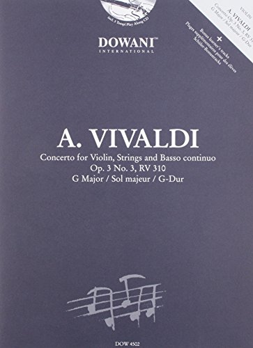 Stock image for Vivaldi: Concerto for Violin, Strings and Basso Continuo in G Major, Op. 3, No. 3, RV 310 (Dowani Book/CD) for sale by Ergodebooks