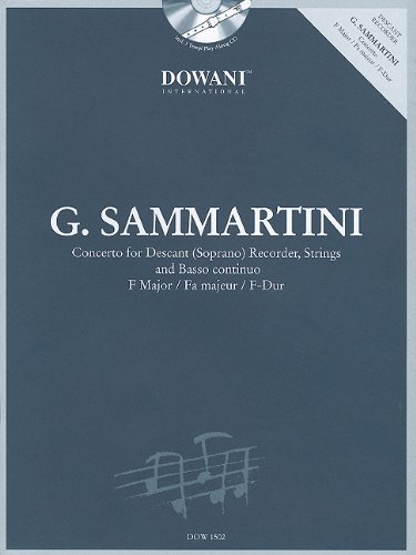 9783905477184: Sammartini: Concerto in F Major for Descant (Soprano) Recorder and Basso Continuo