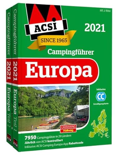 Stock image for ACSI Internationaler Campingfhrer Europa 2021: in 2 Bnden inkl. Ermssigungskarte und ACSI Camping Europa-App Rabattcode. (Hallwag Promobil) for sale by medimops