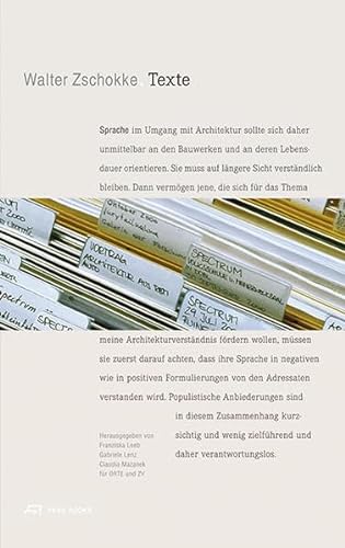 Beispielbild fr WALTER ZSCHOKKE : TEXTE (Deutsch) zum Verkauf von Antiquariat UEBUE