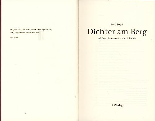 Imagen de archivo de Dichter am Berg a la venta por medimops