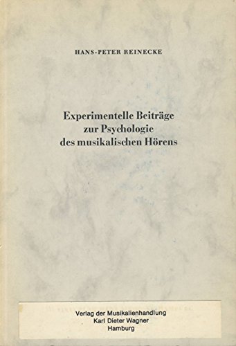 9783920880044: Experimentelle Beitrge zur Psychologie des musikalischen Hrens.