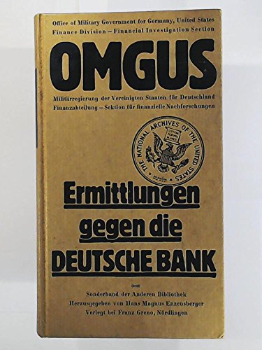 9783921568668: OMGUS - Ermittlungen gegen die Deutsche Bank