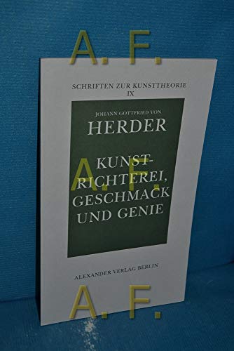 Beispielbild fr Kunstrichterei, Geschmack und Genie. zum Verkauf von Antiquariat  >Im Autorenregister<