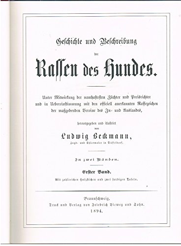 Beispielbild fr Die deutschen Hunde. Ein ausfhrliches Handbuch ber Zucht, Fhrung und Pflege des Hundes. 2 Bnde zum Verkauf von Arbeitskreis Recycling e.V.