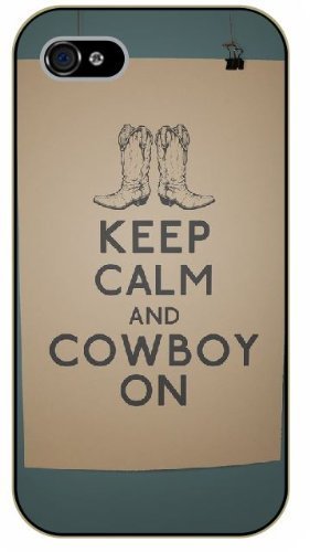 9783924175030: Carcasa de plstico para iPhone 5C, diseo con texto en ingls "Keep calm and cowboy on", color negro