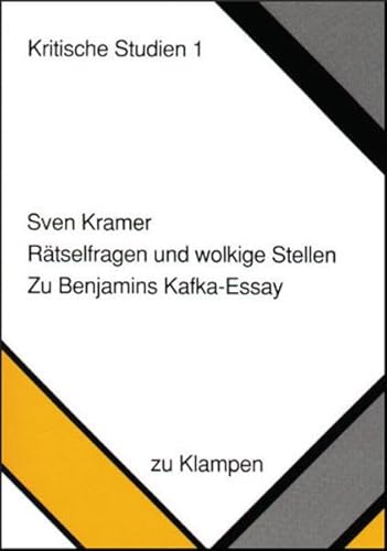 9783924245191: Rtselfragen und wolkige Stellen: Zu Benjamins Kafka-Essay (Kritische Studien)