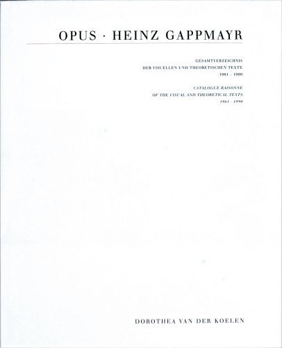 9783926663917: Heinz Gappmayr: Opus 1