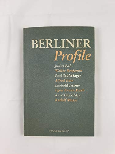 Beispielbild fr Berliner Profile, [Julius Bab .], zum Verkauf von Grammat Antiquariat