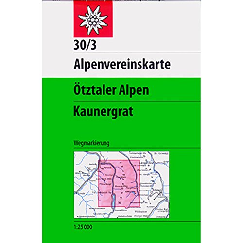 9783928777414: Otztaler alpen kaunergrat: Topographische Karte: 30/3