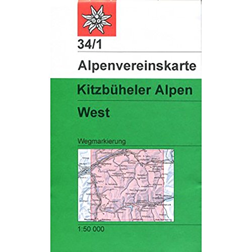 9783928777551: DAV Alpenvereinskarte 34/1 Kitzbheler Alpen West 1 : 50 000 Wegmarkierungen: 34/1 Weg