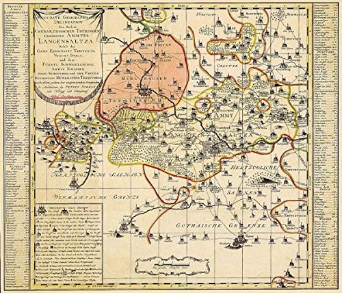 9783929000719: Historische Karte: Amt Langensalza, Erbschaft Treffurt, Vogtei Dorla, Amt Ebeleben, Stadt Mhlhausen 1754 (Plano)