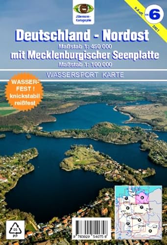 9783929540758: Wassersport-Wanderkarte / Deutschland Nordost fr Kanu- und Rudersport: Kanu-und Rudersportgewsser / 1:450000. Mit Karte Mecklenburg 1:100000