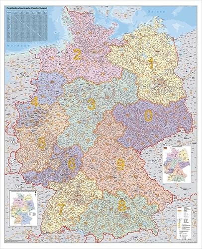 9783929627510: Deutschland Postleitzahlenkarte Kleinformat. Wandkarte ohne Metallstbe