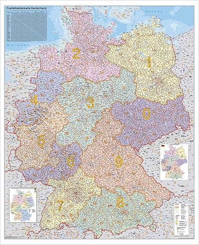 9783929627510: Deutschland Postleitzahlenkarte Kleinformat. Wandkarte ohne Metallstbe