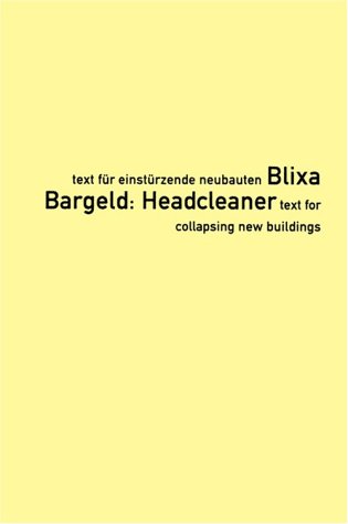 9783931126124: Headcleaner: Text Fur Einsturzende Neubauten/Text for Collapsing New Buildings