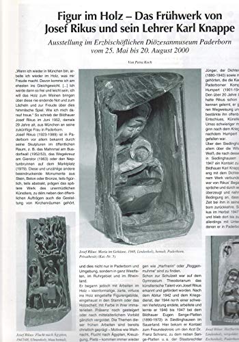 9783931664091: Figur im Holz: Das Frhwerk von Josef Rikus und sein Lehrer Karl Knappe. Ausstellungskatalog