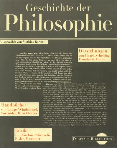 Beispielbild fr Geschichte der Philosophie. Darstellungen, Handbcher, Lexika (Digitale Bibliothek Bd. 3) zum Verkauf von medimops