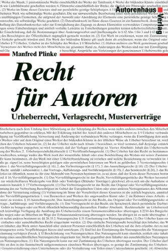 9783932909634: Recht fr Autoren. Das neue Urhebervertragsrecht, Verlagsrecht, Mustervertrge.