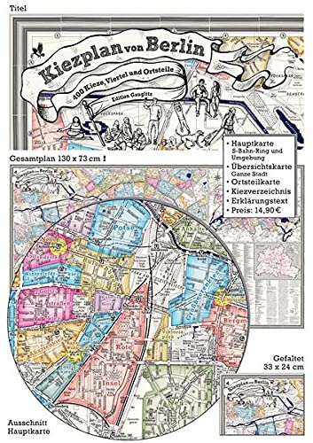 Beispielbild fr Kiezplan von Berlin: 400 Kieze, Viertel und Ortsteile - 130 x 73 cm (gefaltet 33 x 24 cm) zum Verkauf von medimops