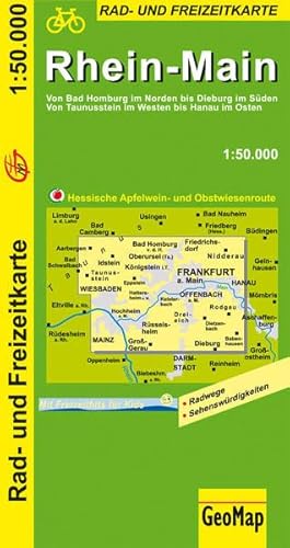 Beispielbild fr Rhein-Main 1 : 50 000. Radkarte: Von Bad Homburg im Norden bis Dieburg im Sden. Von Taunusstein im Westen bis Hanau im Osten. Hessische Apfelwein- und Obstwiesenroute. Radwege, Sehenswrdigkeiten zum Verkauf von medimops