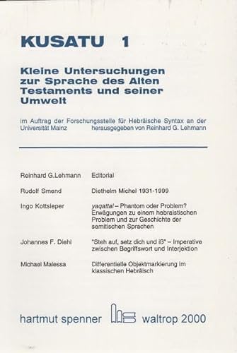 9783933688408: Smend, R: Kleine Untersuchungen zur Sprache des AT 1