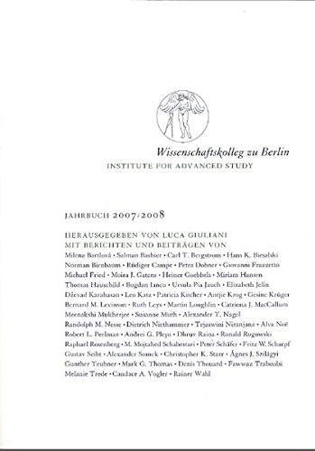 9783934045101: Wissenschaftskolleg zu Berlin /Institute for Advanced Study / Jahrbuch 2007/08