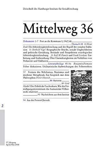9783936096378: Arbeitslosigkeitsforschung. Mittelweg 36, Zeitschrift des Hamburger Instituts fr Sozialforschung, Heft 2/2008