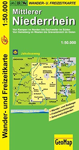 Beispielbild fr Mittlerer Niederrhein Wanderkarte 1 : 50 000: Freizeitkarte mit Wander- und Radwegen (Geo Map) zum Verkauf von medimops