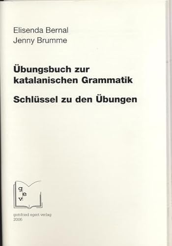 Stock image for Bernal, E: bungsbuch zur katalanischen Grammatik for sale by Blackwell's