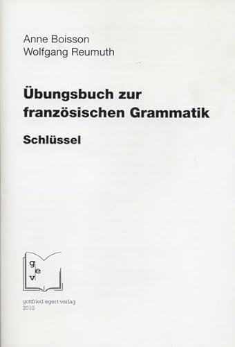 Beispielbild fr bungsbuch franzsischen Grammatik Schlssel zum Verkauf von Blackwell's