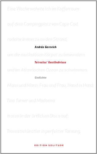 Stock image for Teiresias' Gestndnisse: Gedichte (Reihe Literatur) for sale by Leserstrahl  (Preise inkl. MwSt.)