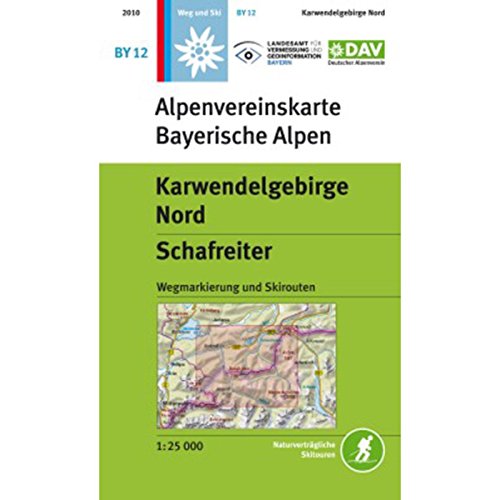 Karwendelgebirge Nord, Schafreiter: Topographische Karte 1:25.000 mit Wegmarkierungen und Skirouten