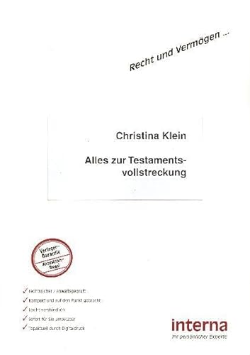 Alles zur Testamentsvollstreckung (9783937887456) by Klein, Christina