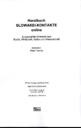 Handbuch Slowakei-Kontakte online (9783938400609) by Unknown Author