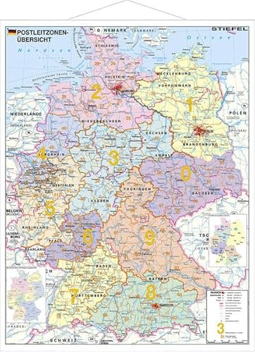 9783938842669: Deutschland Postleitzonenbersicht (Telefonvorwahlen): Wandkarte Miniformat mit Metallbeleistung
