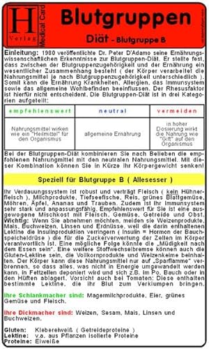 Beispielbild fr Blutgruppen - Dit B. Medical Card DIN A5 zum Verkauf von medimops