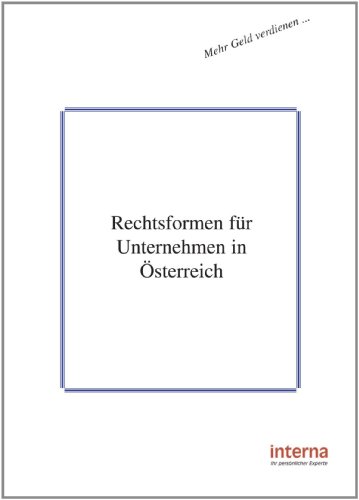 Imagen de archivo de Rechtsformen Fr Unternehmen In sterreich a la venta por Revaluation Books