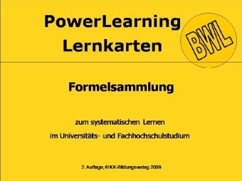 Beispielbild fr Formelsammlung BWL. PowerLearning Lernkarten : 100 Lernkarten zum Verkauf von Buchpark