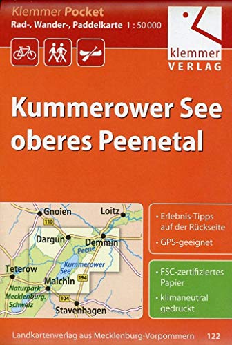 Rad-, Wander- und Paddelkarte Kummerower See ? oberes Peenetal 1 : 50 000: Klemmer-Pocket GPS geeignet, Erlebnis-Tipps auf der Rückseite - Kuhlmann, Christian/ Wachter, Thomas/ Klemmer, Klaus