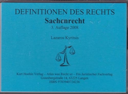 9783940724236: Sachenrecht - Definitionen des Rechts -