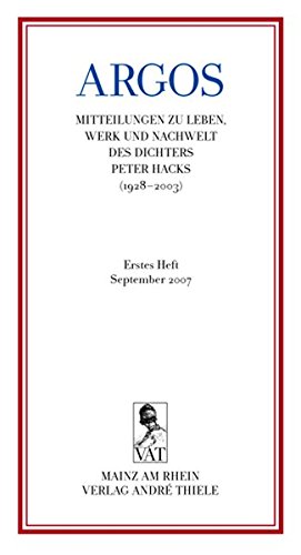 ARGOS. Erstes Heft (9783940884213) by Unknown Author