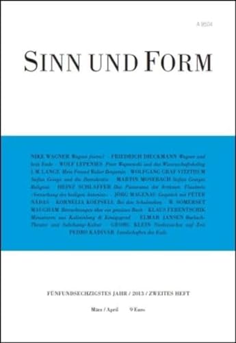 9783943297102: Sinn und Form 2/2013 (Sinn und Form: Beitrge zur Literatur)