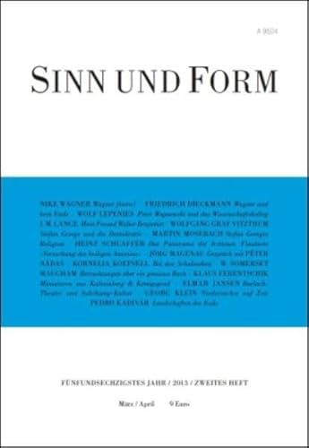 9783943297102: Sinn und Form 2/2013 (Sinn und Form: Beitrge zur Literatur)