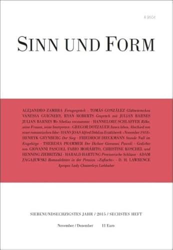 9783943297263: Sinn und Form 6/2015 (Sinn und Form/Beitrge zur L