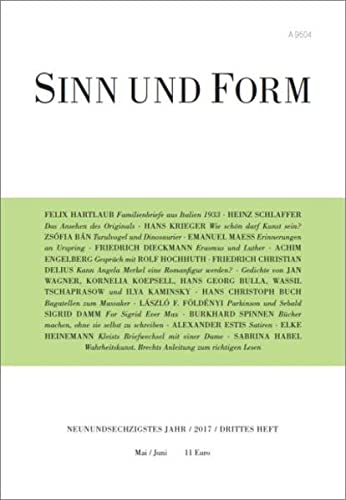 Stock image for Sinn und Form 3/2017 (Sinn und Form / Beitrge zur Literatur) for sale by medimops